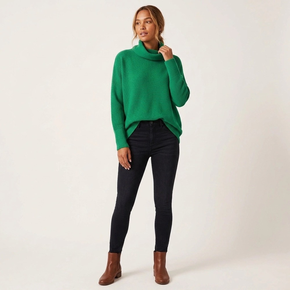 Free People S Ottoman Slouchy Tunic Sweater Green Boho Oversized Cowl Neck